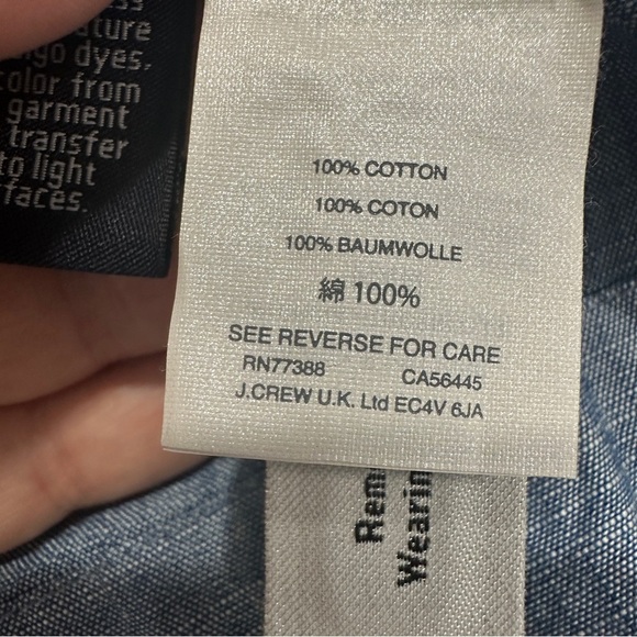 J. Crew sz. 8 chambray embellished tie shoulder tank top, blue/white - Picture 8 of 12